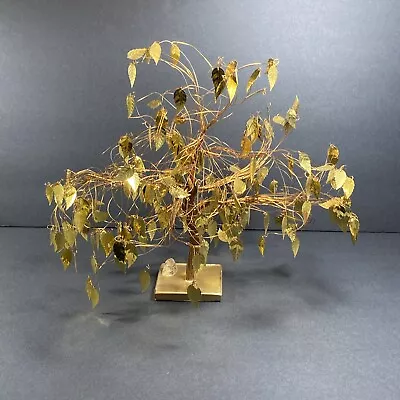 Vintage Gold Leaf Metal Wire Sculpture Dream Tree Mid Century Modern Decor • $24.99