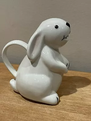 White Bunny Rabbit Creamer Pitcher Global Design Connections Ceramic 5.5  • $5