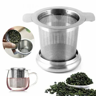 $6.26 • Buy Stainless Steel Mesh Tea Infuser Metal Cup Strainer Loose Leaf Filter W/ Lid USA