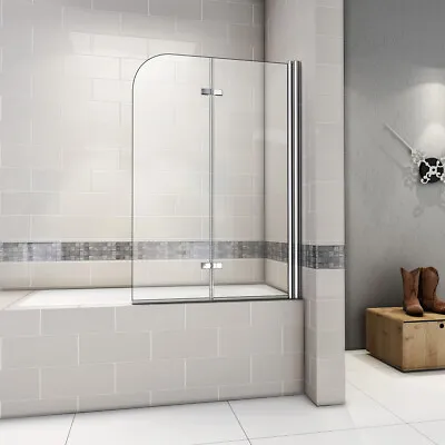 £89 • Buy Frame Hinge 2 Folding Bath Shower Screen Door Panel Clear Tempered 6mm Glass