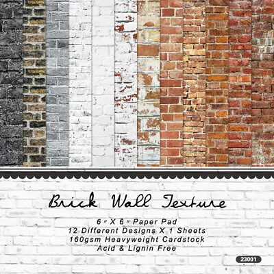 12Pcs 6'' Brick Pattern Paper Pad Scrapbooking Card Making Junk Journal Album • £4.59