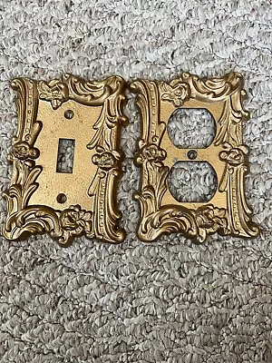 Vtg Metal Switchplates Outlet Covers Rose Ornate Victorian M.C. CO 60D 60T  • $22.95