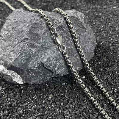 New Pure Titanium Square Box Chain Necklace 3mm Lightweight Anti Allergic 25.59  • $34.43