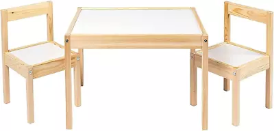 Children's Table With 2 Chairs Wooden Pine Dining Charis With Table • £50.68