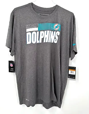 Miami Dolphins Team Issued Grey Dri-fit Short Sleeve Detailed Logo Shirt 3xl New • $22.99