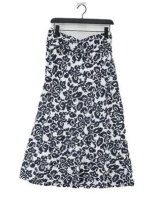 Laura Ashley Women's Midi Skirt UK 12 White Floral 100% Cotton Midi A-Line • £9.50