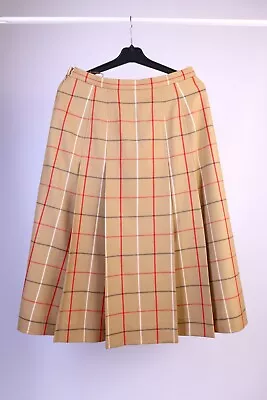 £77.69 • Buy Women's Burberry Vintage Plaid 100% Wool Kilt Pleated Skirt Size UK 14 Long