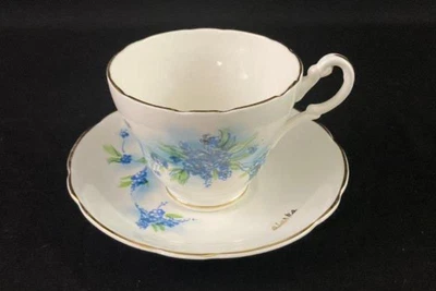 £16.54 • Buy Vintage Regency Bone China Tea Cup & Saucer White With Blue Flowers