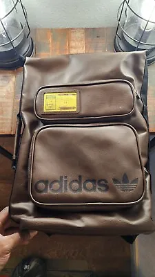 Adidas Originals Stan Smith Brown Day Backpack Leather Laptop Bag USED!!! • $34.99