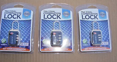 $19.89 • Buy  TSA 3 Dial Combination Lock, LOT Of 3  Luggage Security Padlocks #BLACK#
