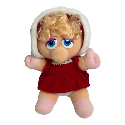 Vintage 1987 Jim Henson Stuffed Animal Muppet Baby Miss Piggy Red Coat Christmas • $11.04