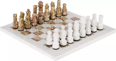 Marble Chess Set 12 Inches White And Green Onyx Handmade Chess Sets For Adults - • $103.99