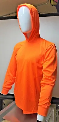 Hi Vis Long Sleeve Safety Shirt With Hoodie Quick Dry Polyester Birdeye Mesh • $10.99