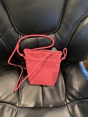 J.Crew SOFT  Drawstring Bucket Bag In Leather PINK With Attached Strap New • $75