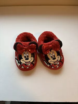 Red Sequin Minnie Mouse House Slipper Toddler Size 5-6 • $2.99