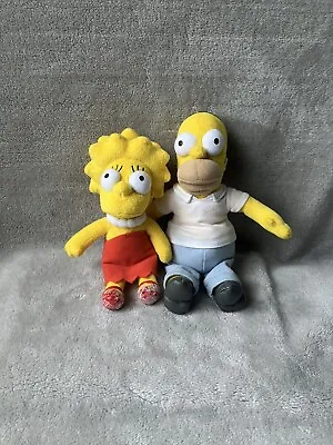 FOX Simpsons Gosh! Homer & Lisa Soft Plush Toy Beanie Dolls 2007 Matt Groening • £16