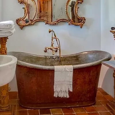 1825 Antique French Patinated Copper Double-End Bateau Bathtub And Brass Faucet • $5900
