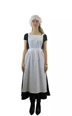 Ladies Victorian Edwardian Apron -  Maids Fancy Dress Costume Optional Mop Hat • £9.25