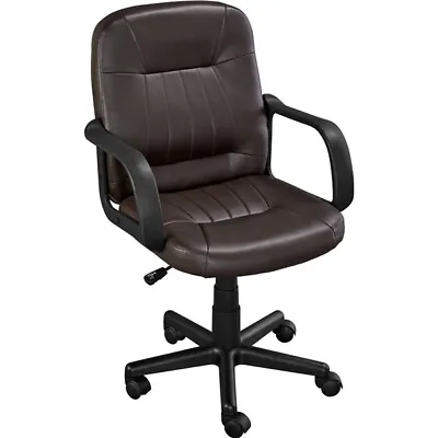 Home Office Chair Leather Computer Swivel Chair With Arms Wheels For Work Study • £38.99