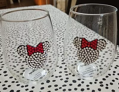 New  2  Disney  Minnie Mouse Head  Jewel Tumbler Glasses • £14.99