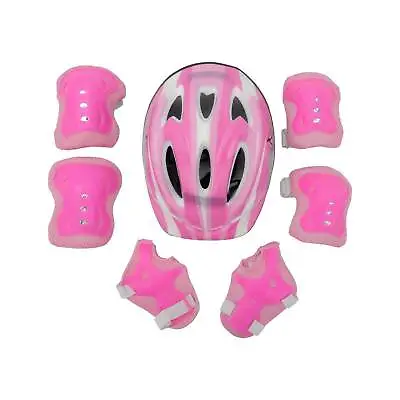 Boys Girls Kids 7Pcs/Set Skate Cycling Bike Safety Helmet Knee Elbow Pads Child • £9.99