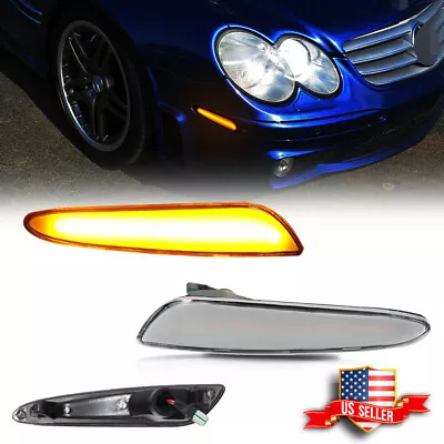 LED Amber Front Bumper Side Marker Lights For 2003-2006 Benz W211 E-ClassClear • $29.99