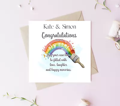 £3.29 • Buy Personalised Congratulations On Your New Home House Greeting Card Names Rainbow