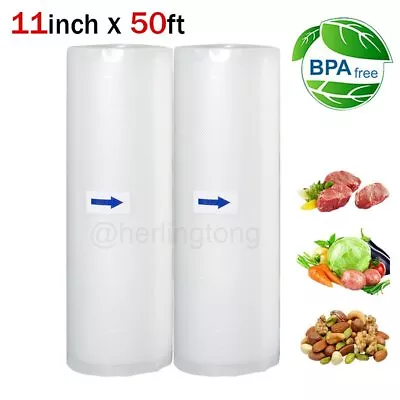 $25.96 • Buy 2 Rolls 11  X 50' Food Saver Vacuum Sealer Bags Rolls 4 Mil Embossed Storage Bag