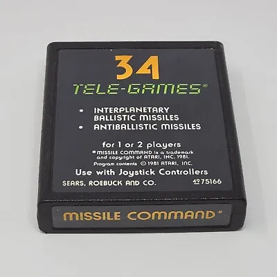 Missile Command (Atari 2600) Tele-Games Label Cartridge CLEANED & TESTED • $7.95