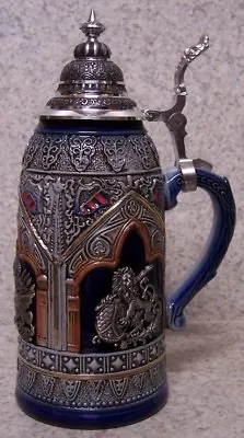 Beer Stein With Lid Stoneware Scepter & Lion 0.50 Liter NEW Made Germany Boxed A • $225