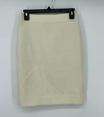 J Crew No 2 Pencil Skirt Cream Size Petite 4P Back Zipper Slit Lined Pocketless • $18.99