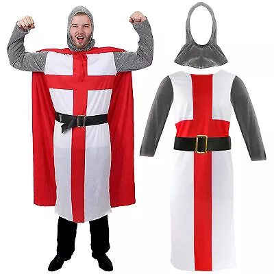 Adults Knight Costume St Georges Day Supporter Medieval Mens Outfit Fancy Dress • £19.99