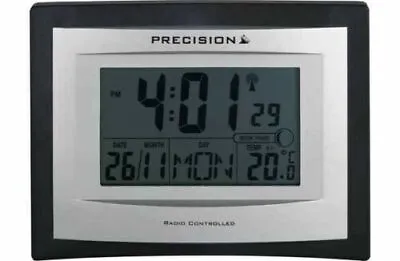 Precision Radio Controlled Date & Day LCD Wall Mountable / Desk Clock PREC0102 • £22.99