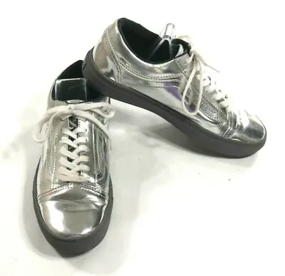 Vans Old Skool Olympics Metallic Silver Sneakers Gray Sidewall Shoes W10/M8.5 ** • $62.99