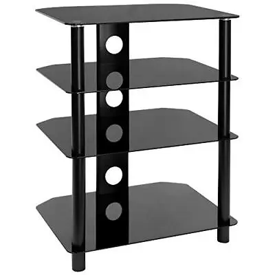 Av Component Media Stand Audio Tower And Media Center With 4 Tempered Glass Shel • $161.87