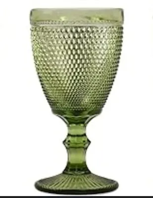 Beaded Textured Glass Wine Water Goblet Vintage 6.5 H 10oz Miniature Hobnail • $11