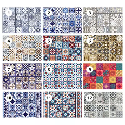 Tile Transfers Stickers Wall Vintage Mosaic Self-Adhesive Kitchen Peel And Stick • £17.95