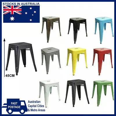 Tolix Metal Bar Cafe Stools Kitchen Chair Dining Seat Stackable Chairs 45cm NEW • $59