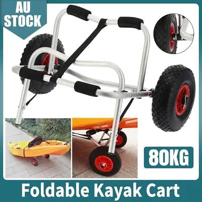 Kayak Canoe Trolley W/ Strap Aluminium Collapsible Wheel Cart Carrier Foldable • $52.98