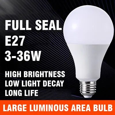 Energy-Efficient E27 220V DC LED Light Bulbs - Bright Cool Daylight 3W-36W • $4.99