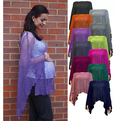 Ladies Poncho One Size Maternity Pregnancy Crochet Lace Fish Net Batwing  • $18.48