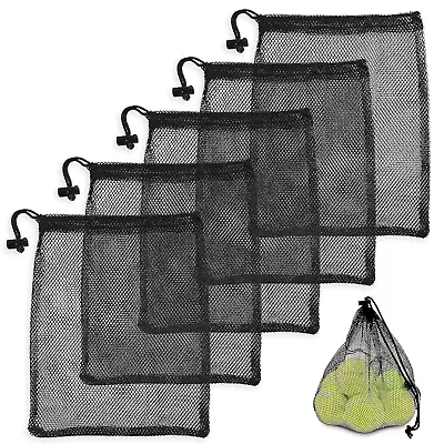 12/10/5Pcs Mesh Bags Drawstring Bag Set - Nylon Mesh Drawstring Bags With Cord L • $16.77