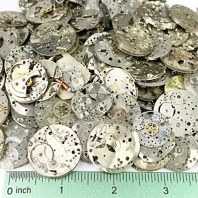 100 Grams Watch Parts Steampunk Movement Mainplates Vtg Gears Watchmakers Lot • $14.99