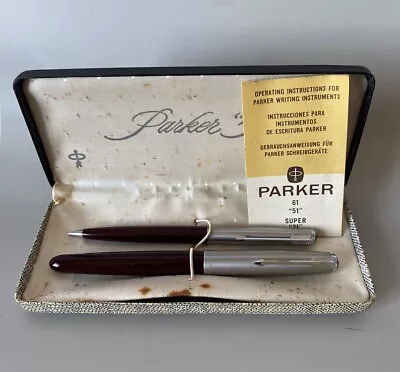 Vintage PARKER 51 Areometric  Jewel Top Cordovan Brown Fountain Pen & Pencil Set • $200