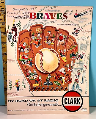 6 Aug 1957 Milwaukee Braves Baseball Program V Reds: Spahn Win F. Robinson HR • $49