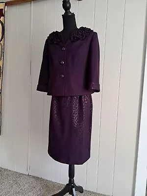 Dana Kay 2 Piece Skirt Suit With Jacket  Plum Special Occasion Size 10 • $25