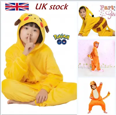 Boys Girl Animal Pyjamas Pikachu Onesie11Adult Cartoon Charmander Costume Pyjama • £13.65