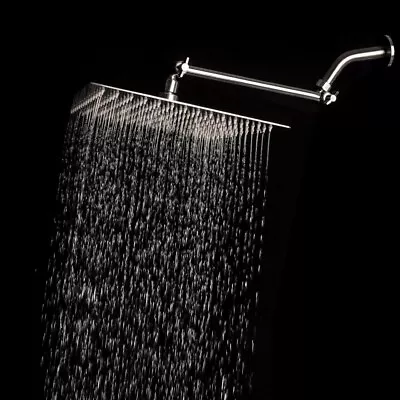 Stainless Steel Square Rain Brushed Shower Head With Adjustable Extension Arm • $26.99