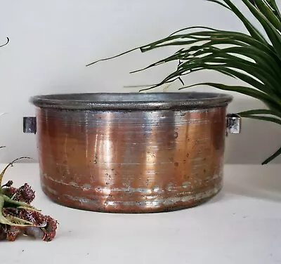 Repurposed Vintage Egyptian Bedouin Copper Cooking Pot Shallow Planter Catch-all • $27.20