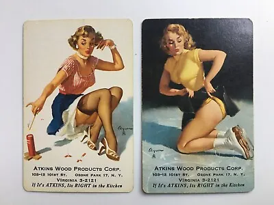 Gil Elvgren Girls Advertising Atkins Wood Products Pair Swap Playing Cards • $3.49